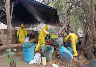 Autoridades federales aseguran y destruyen un narcolaboratorio.