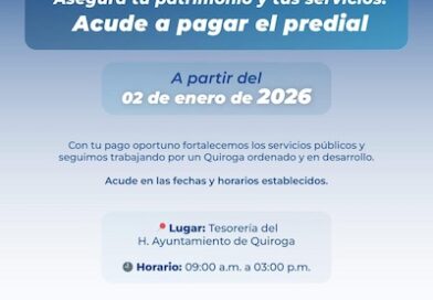 Invita Gobierno de Quiroga a cumplir con el pago del predial y agua potable durante enero
