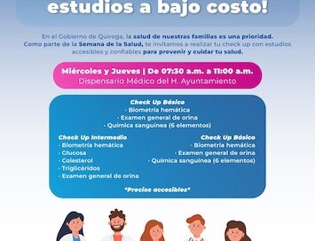 Invita Alma Mireya González Sánchez a aprovechar jornada de salud con estudios accesibles en Quiroga