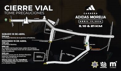 Ayuntamiento de Morelia brinda apoyo logístico y operativo para la Carrera Adidas 5K, 10K y 21K