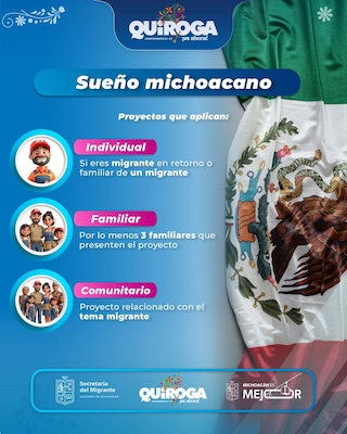 Gobierno de Quiroga impulsa a migrantes con apoyos para emprender sus proyectos, lanza convocatoria