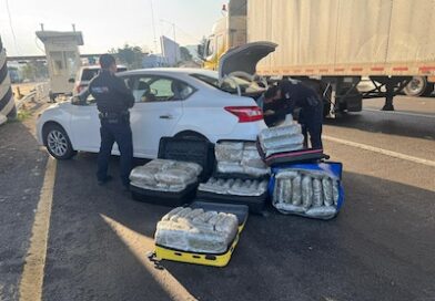 Detectan por falta de cinturón a mujer que transportaba más de 65 kilos de marihuana en Maravatío.