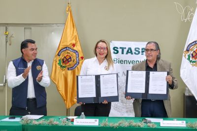 Historica alianza entre la UMSNHy STASPE; Yarabí Ávila y Antonio Ferreyra signan convenio de colaboración.