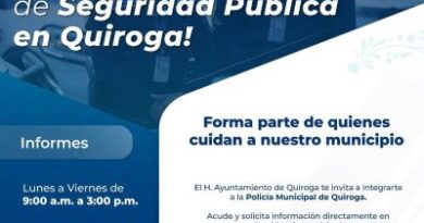 Convoca Gobierno de Quiroga a integrarse a la Policía Municipal