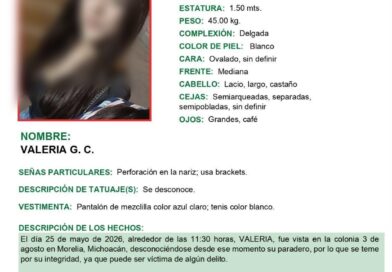 Hallan asesinada a Valeria, adolescente de 15 años reportada desaparecida en Morelia.