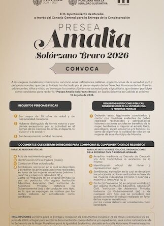 Último día para postularse a la Presea Amalia Solórzano Bravo 2026